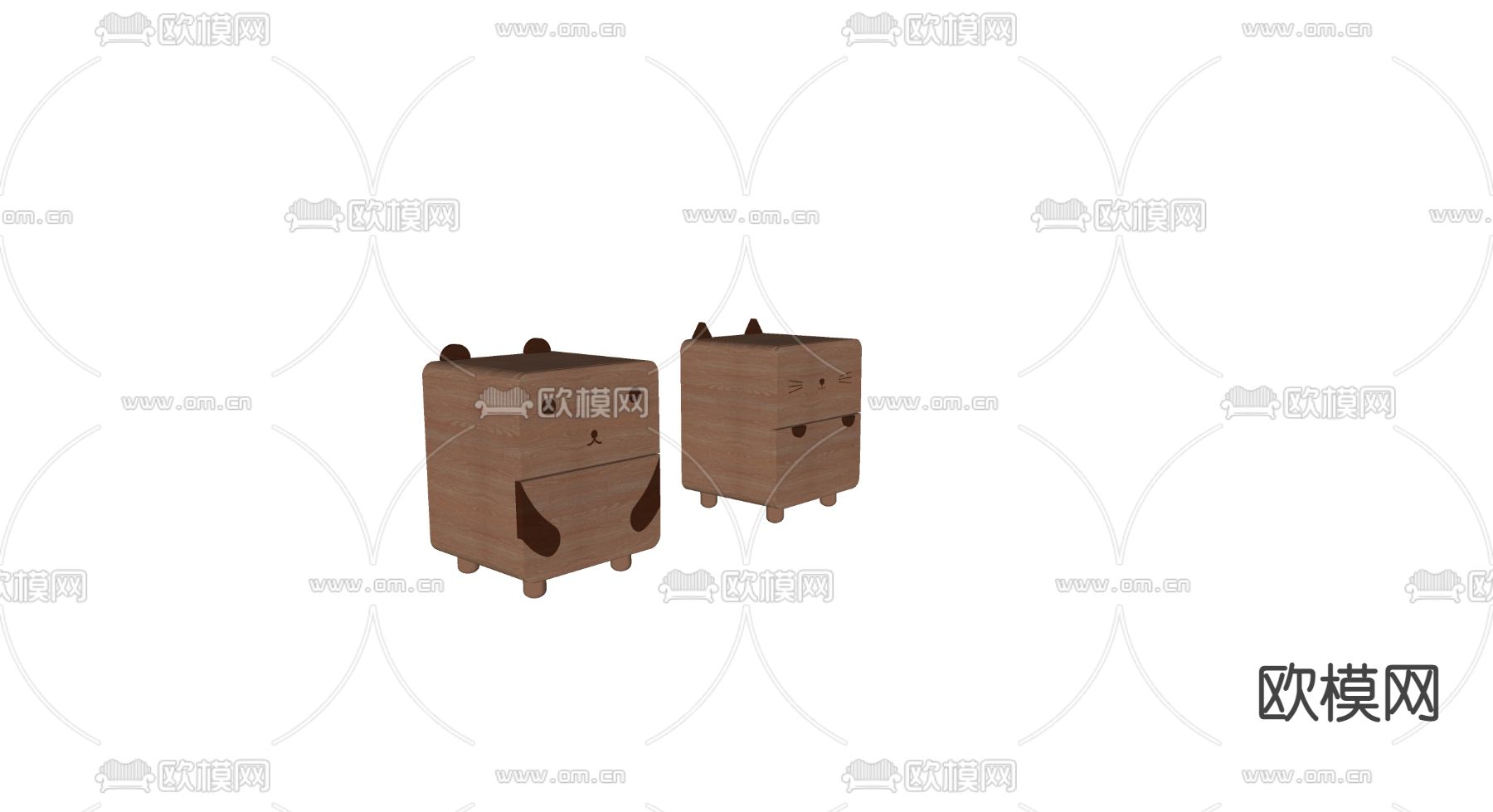 北欧床头柜 儿童柜su模型下载（渲染图2）