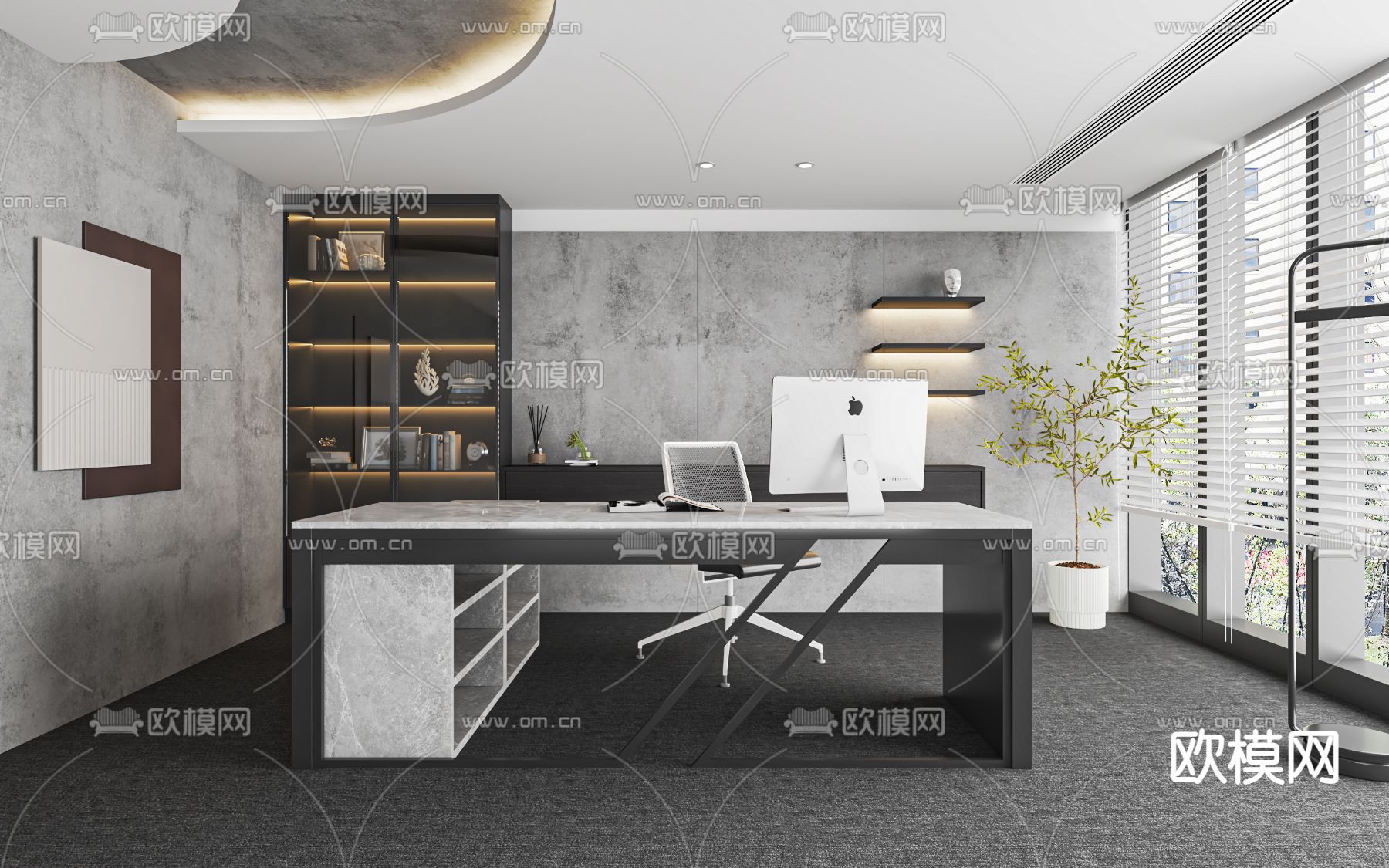 主管室 总经理室su模型下载（渲染图1）