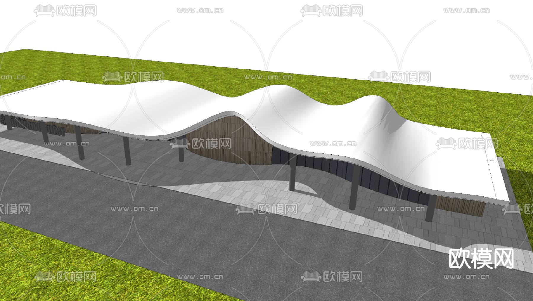 城市展厅 外观su模型下载（渲染图3）