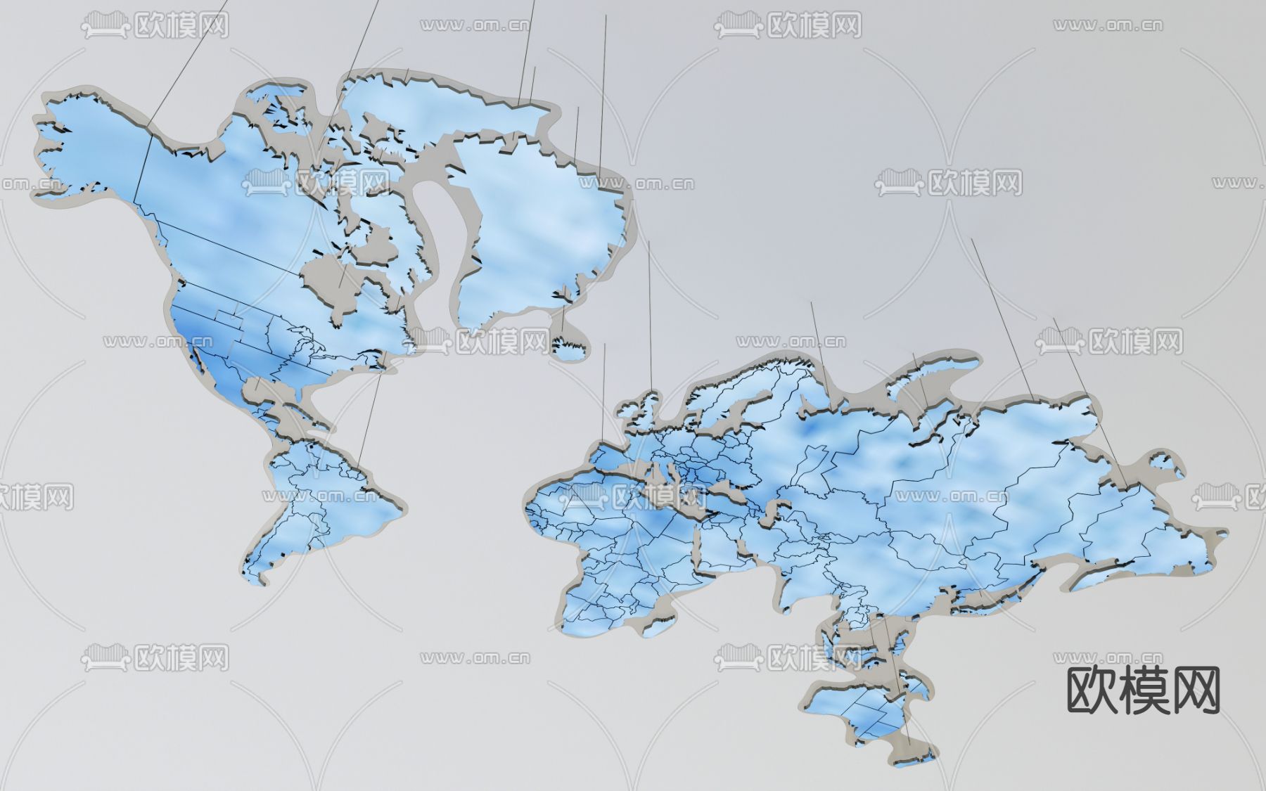 地图吊灯 装饰灯su模型下载（渲染图1）