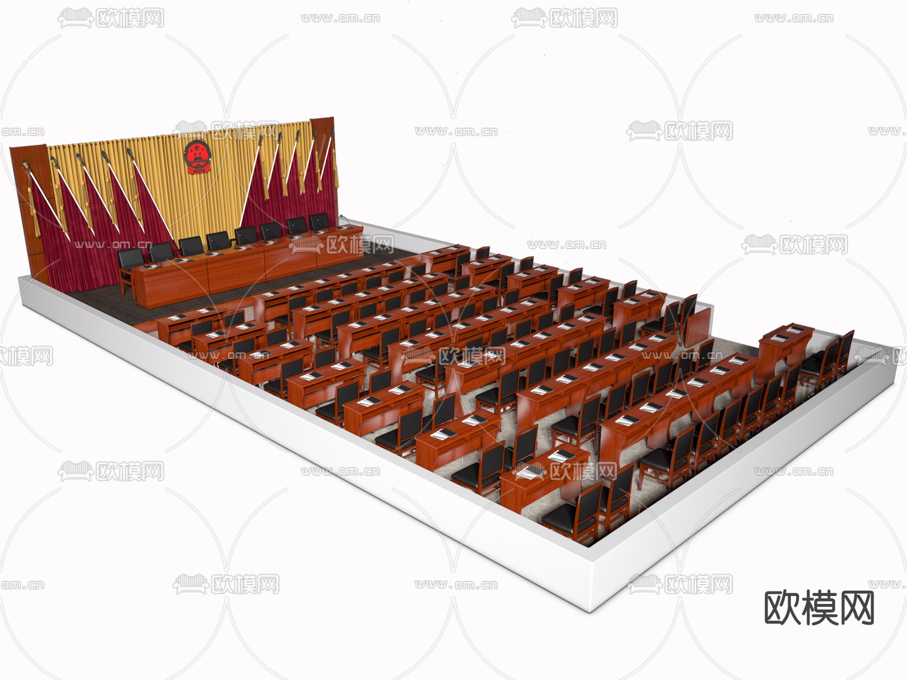 现代会议桌椅su模型下载（渲染图1）