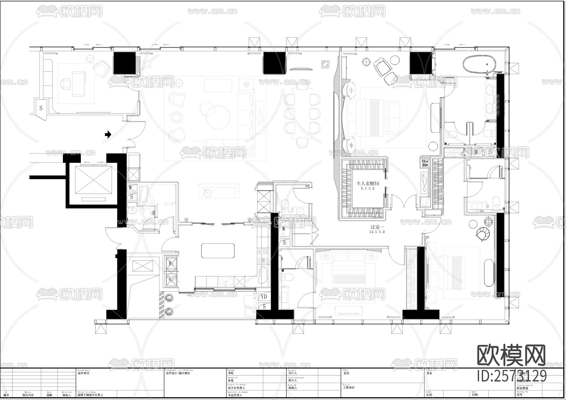 平层平面布置CAD图库下载（渲染图9）