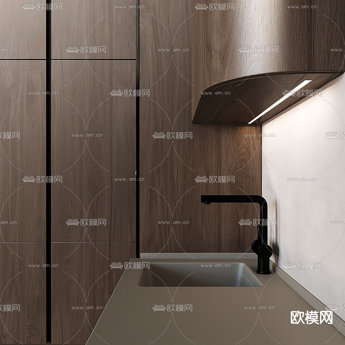 现代中岛厨房 橱柜3d模型下载（渲染图6）