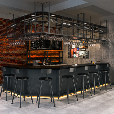  美式酒吧 吧台su模型 