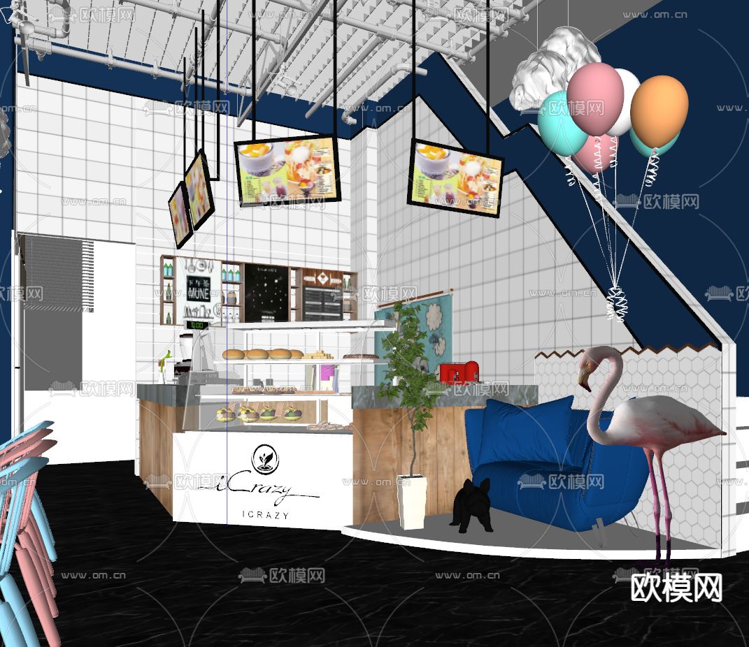 北欧甜品店 面包店su模型下载（渲染图2）