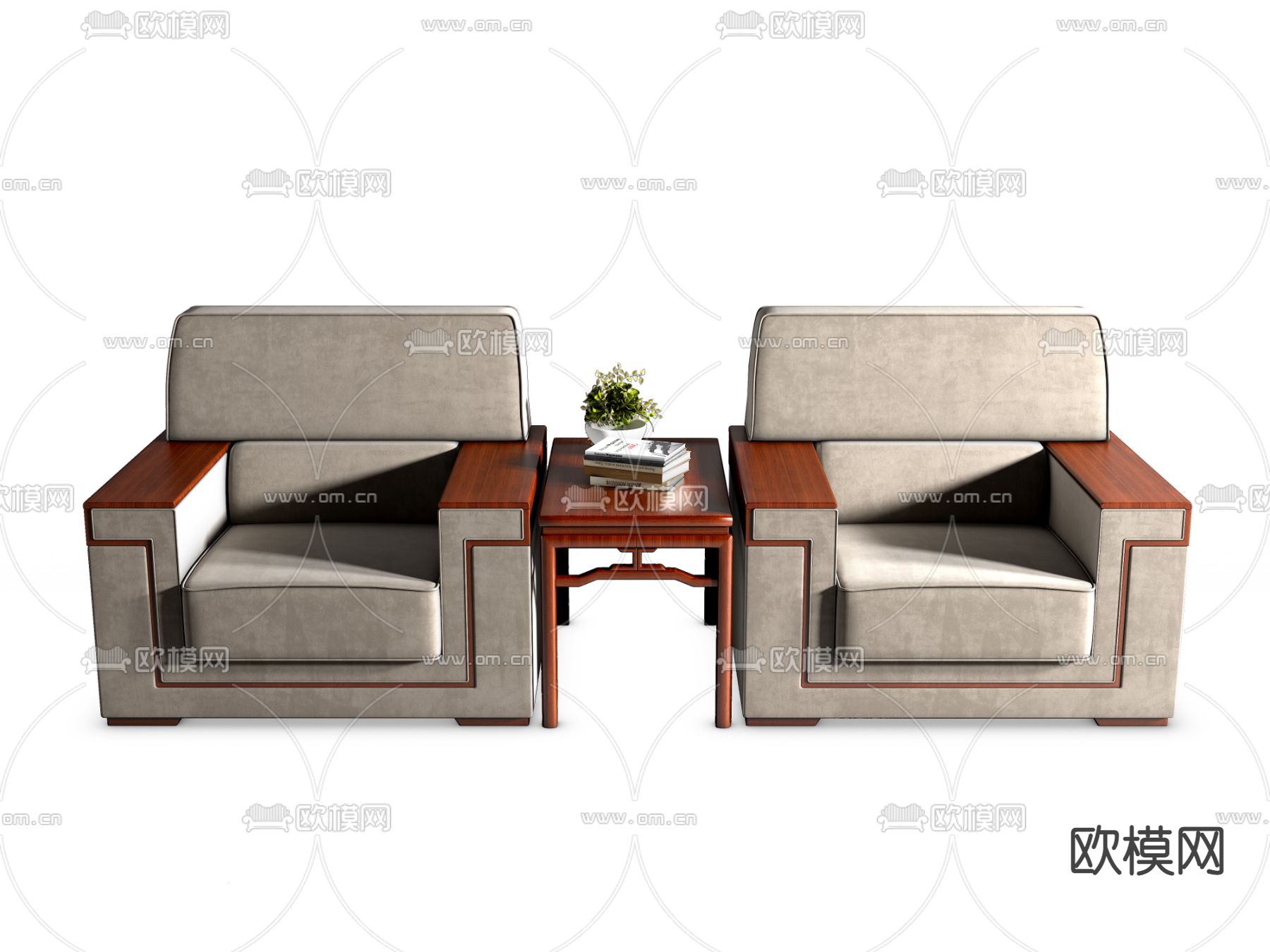现代办公沙发 国宾沙发su模型下载（渲染图1）