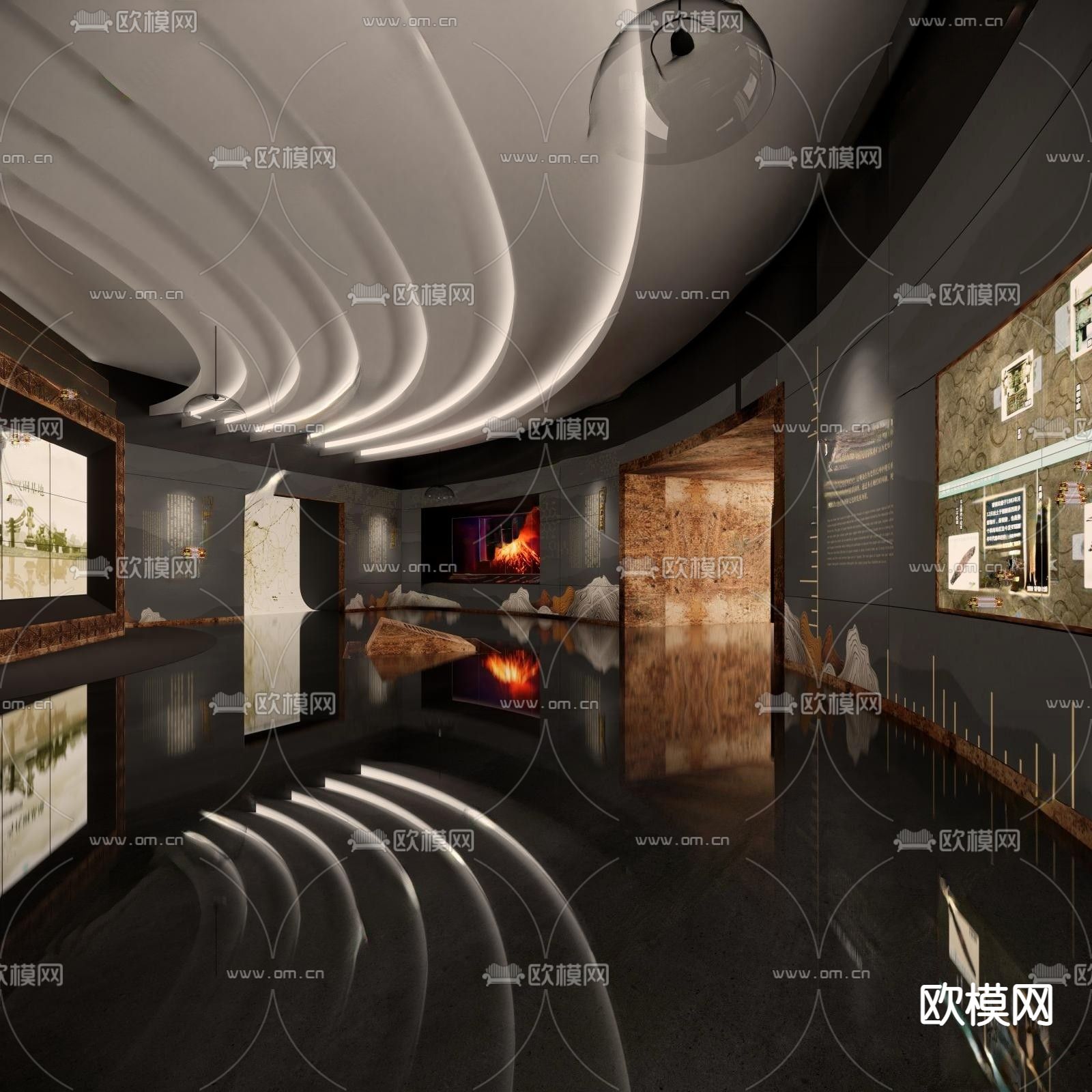 博物馆 展馆 展厅su模型下载（渲染图4）
