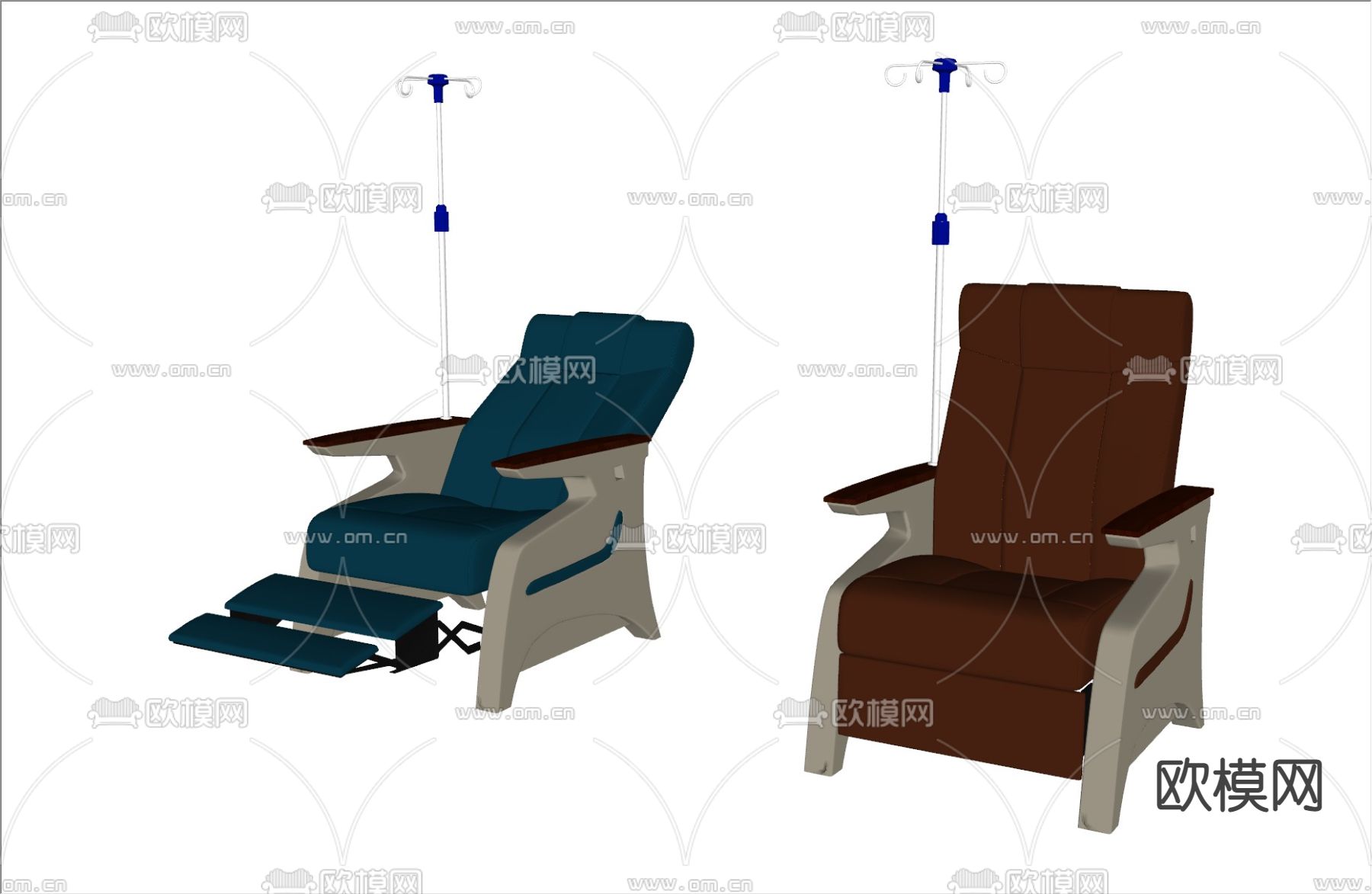 医院输液椅 陪护椅su模型下载（渲染图2）