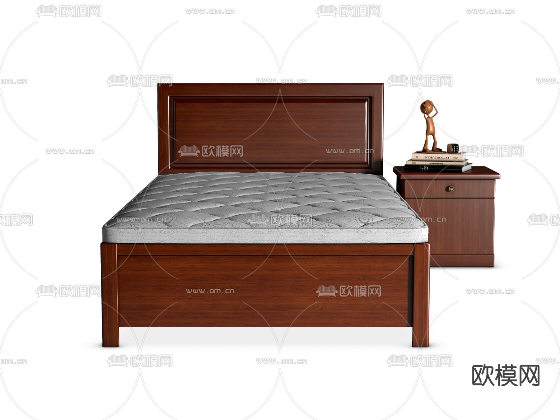 现代单人床su模型下载（渲染图1）