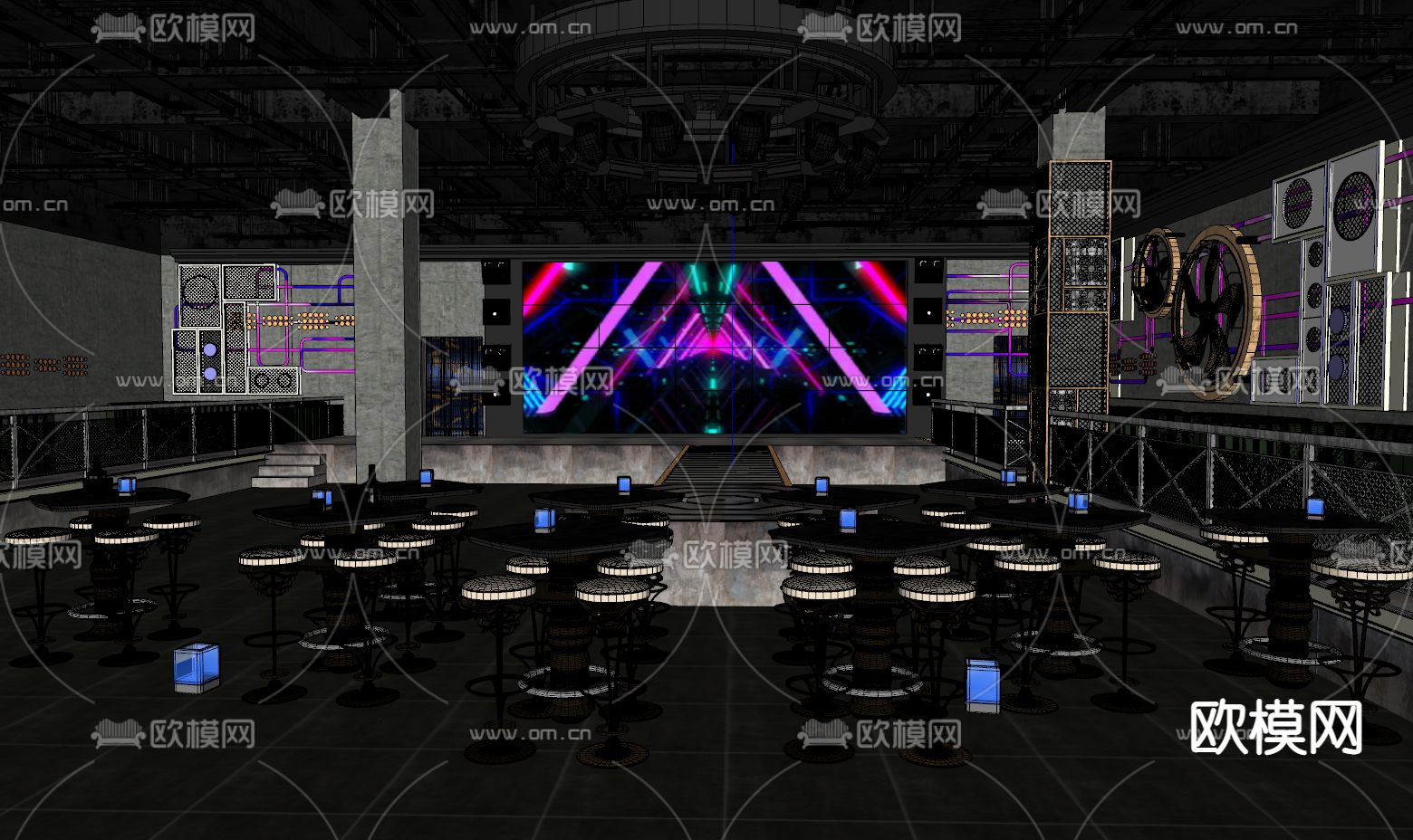 工业风酒吧 清吧su模型下载（渲染图2）