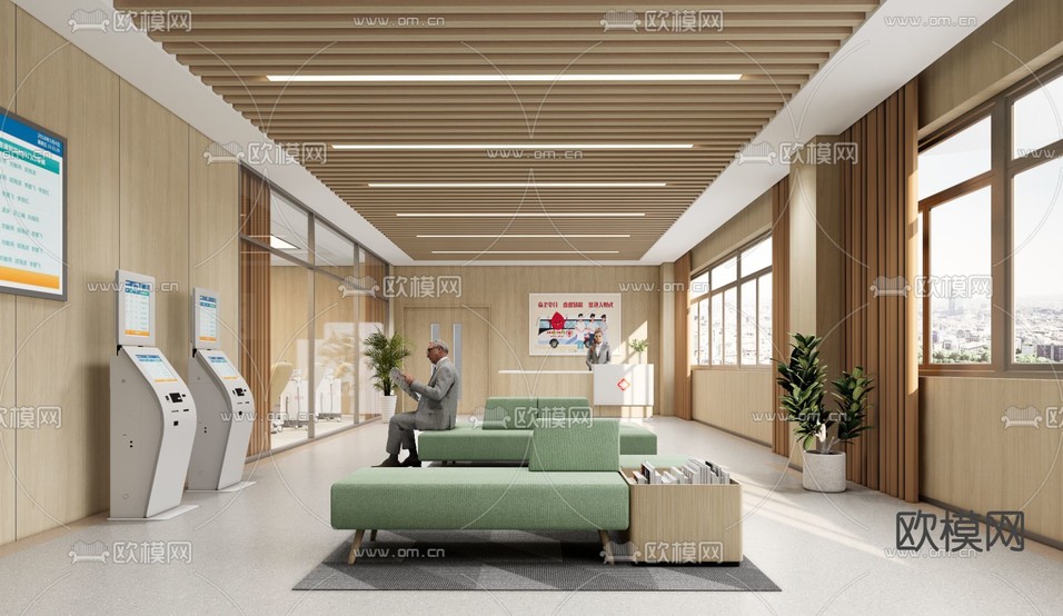 养老院接待前厅su模型下载(渲染图1)
