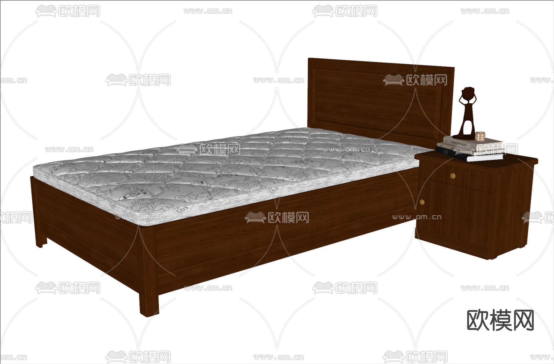 现代单人床su模型下载（渲染图3）