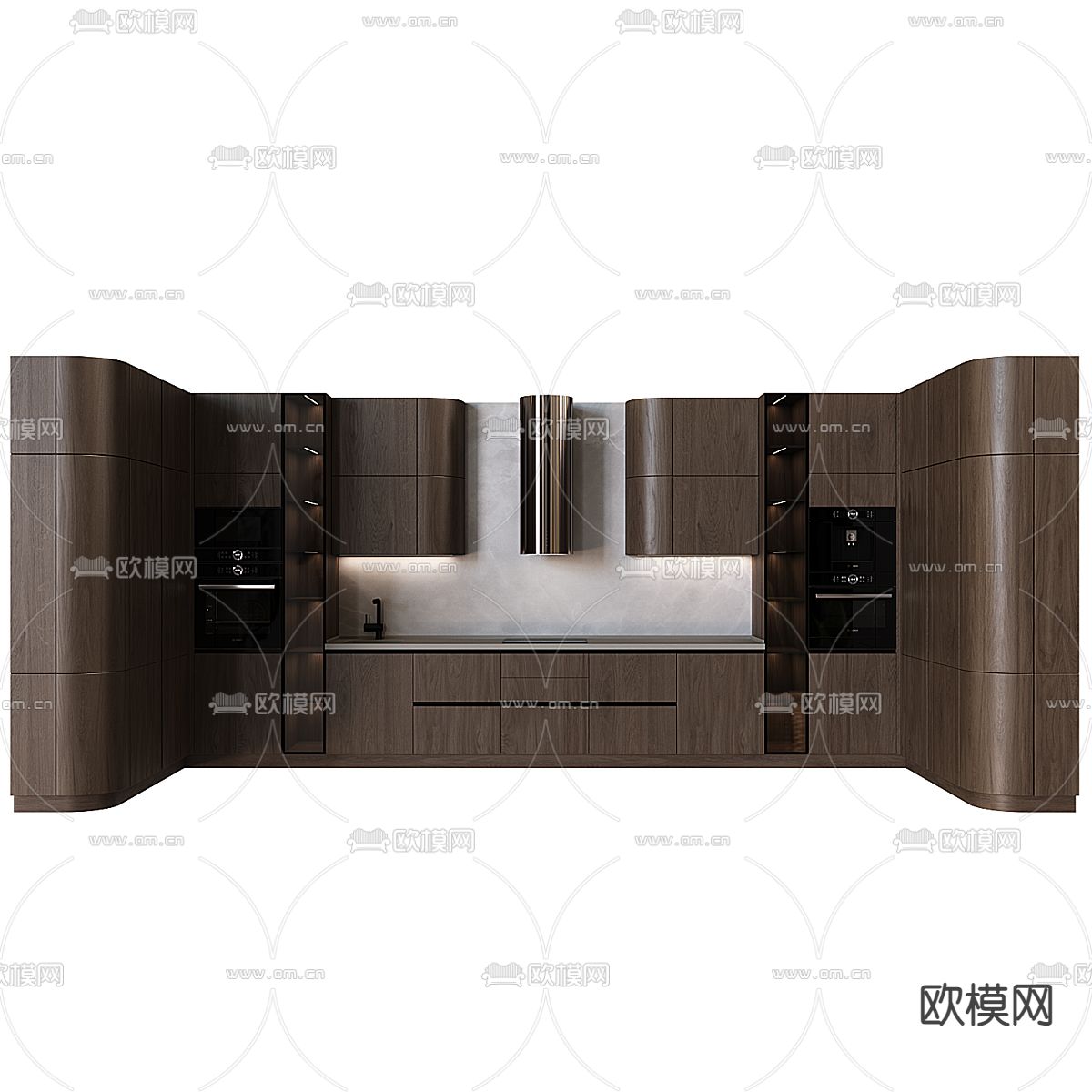 现代中岛厨房 橱柜3d模型下载（渲染图3）