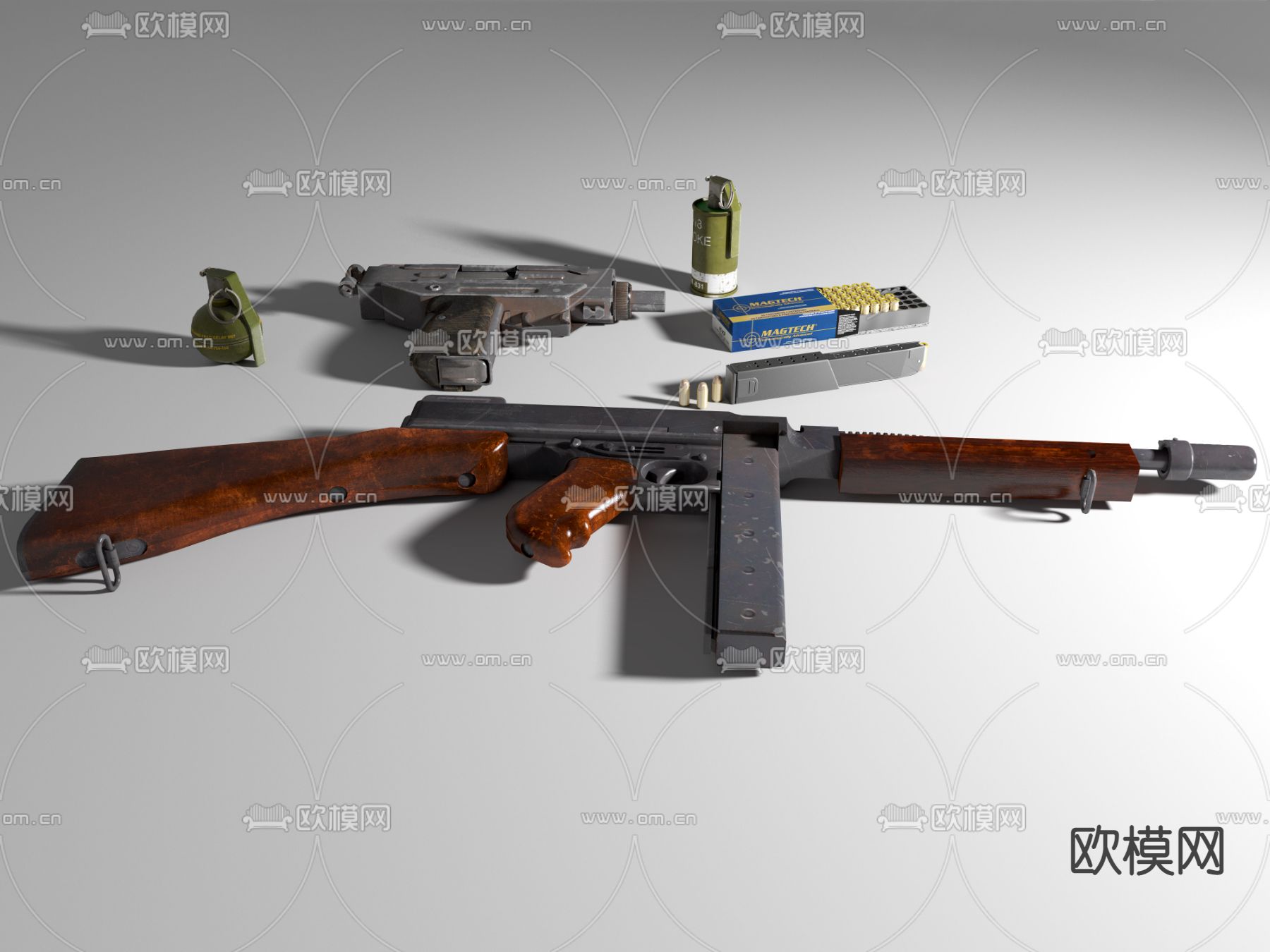 突击步枪 手雷 烟雾弹su模型下载（渲染图3）