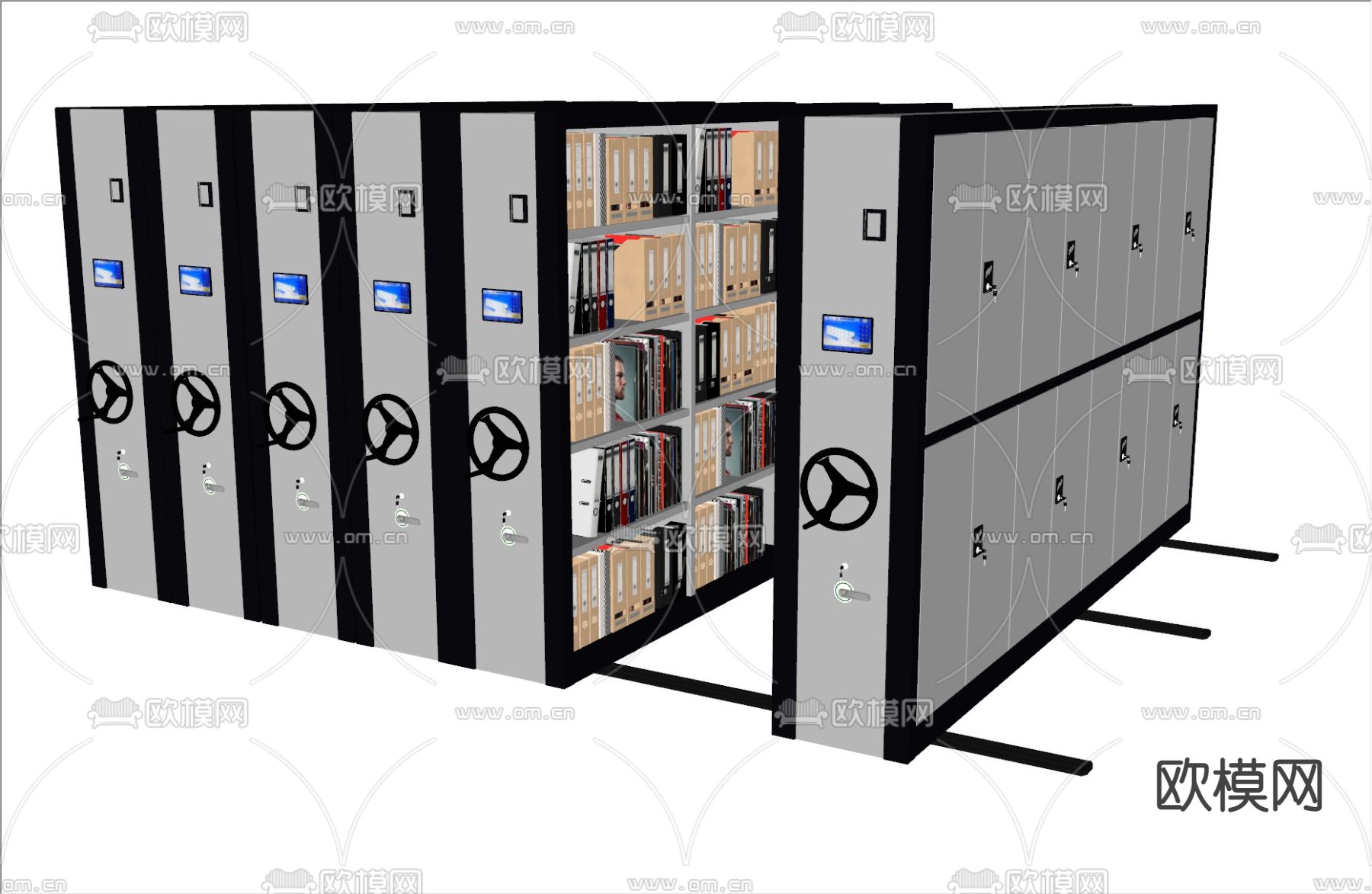 现代密集柜 文件柜su模型下载（渲染图3）