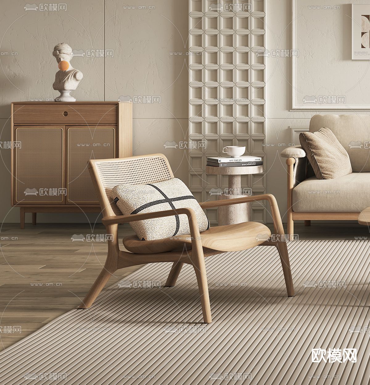 北欧客厅3d模型下载（渲染图2）