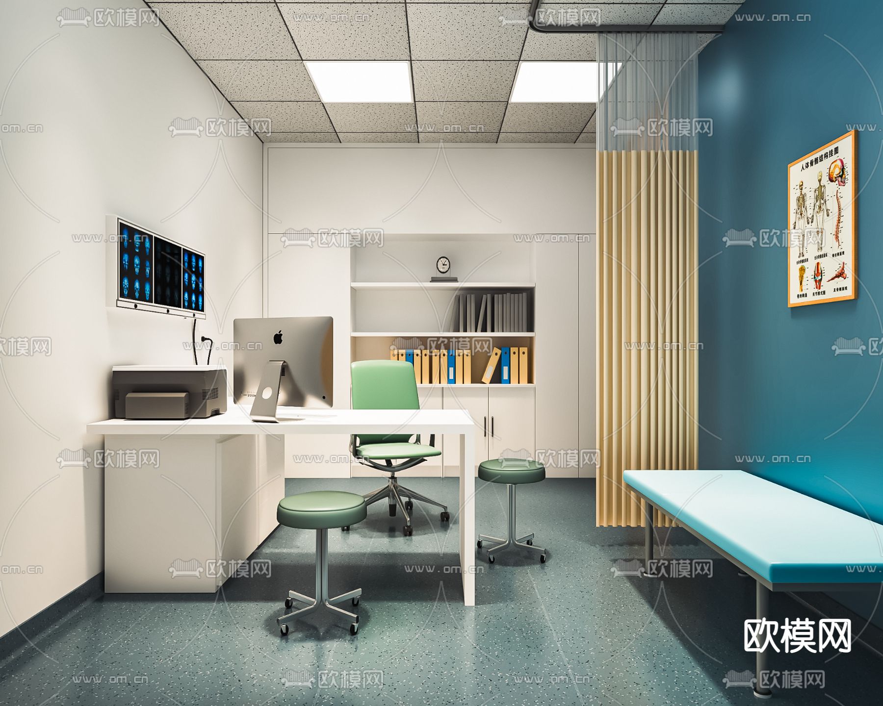 医院门诊室 诊疗室su模型下载