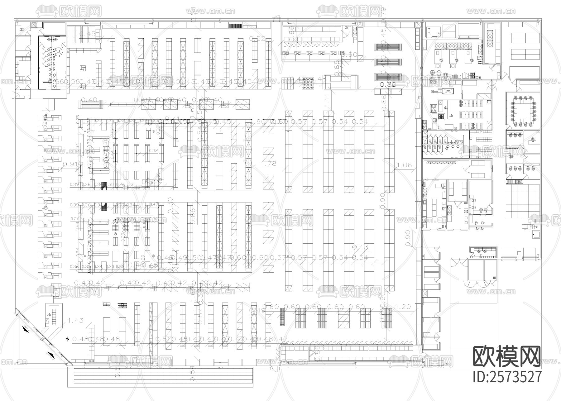 超市设备CAD图库下载（渲染图1）