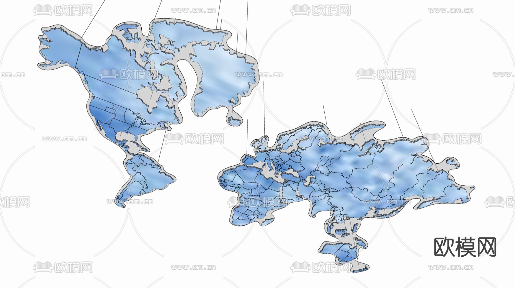地图吊灯 装饰灯su模型下载（渲染图3）
