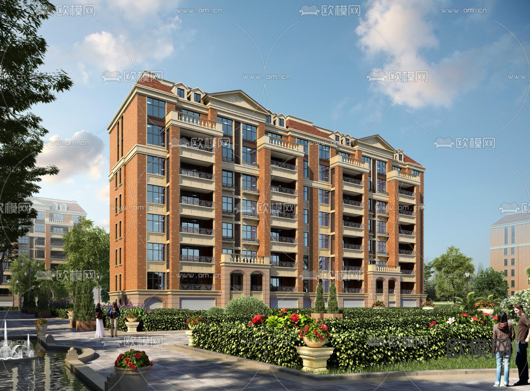 多层住宅 建筑外观3d模型下载