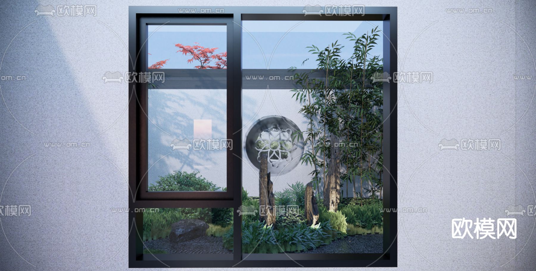 中式花园 庭院su模型下载（渲染图3）