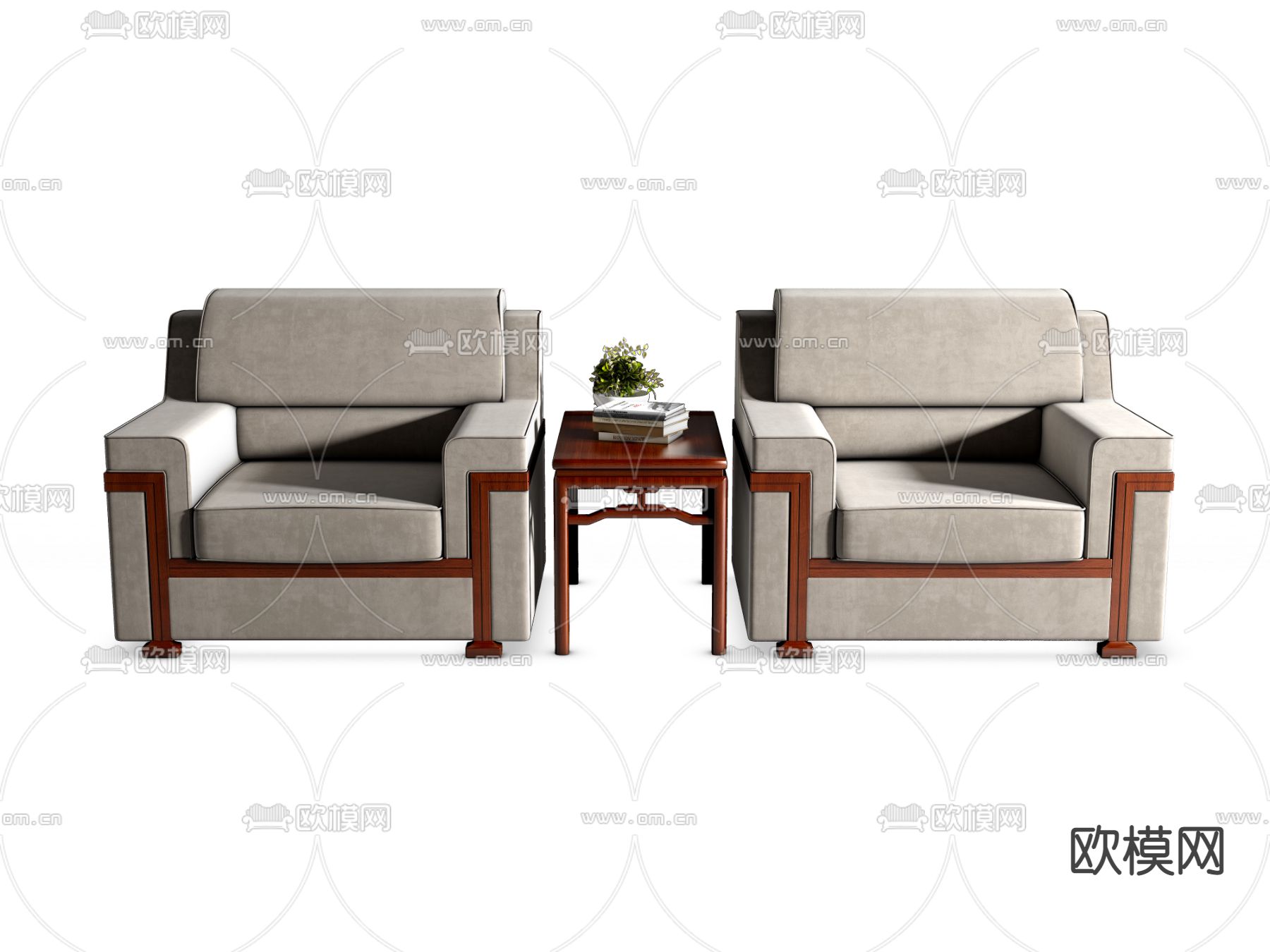 现代办公沙发 国宾沙发su模型下载（渲染图1）