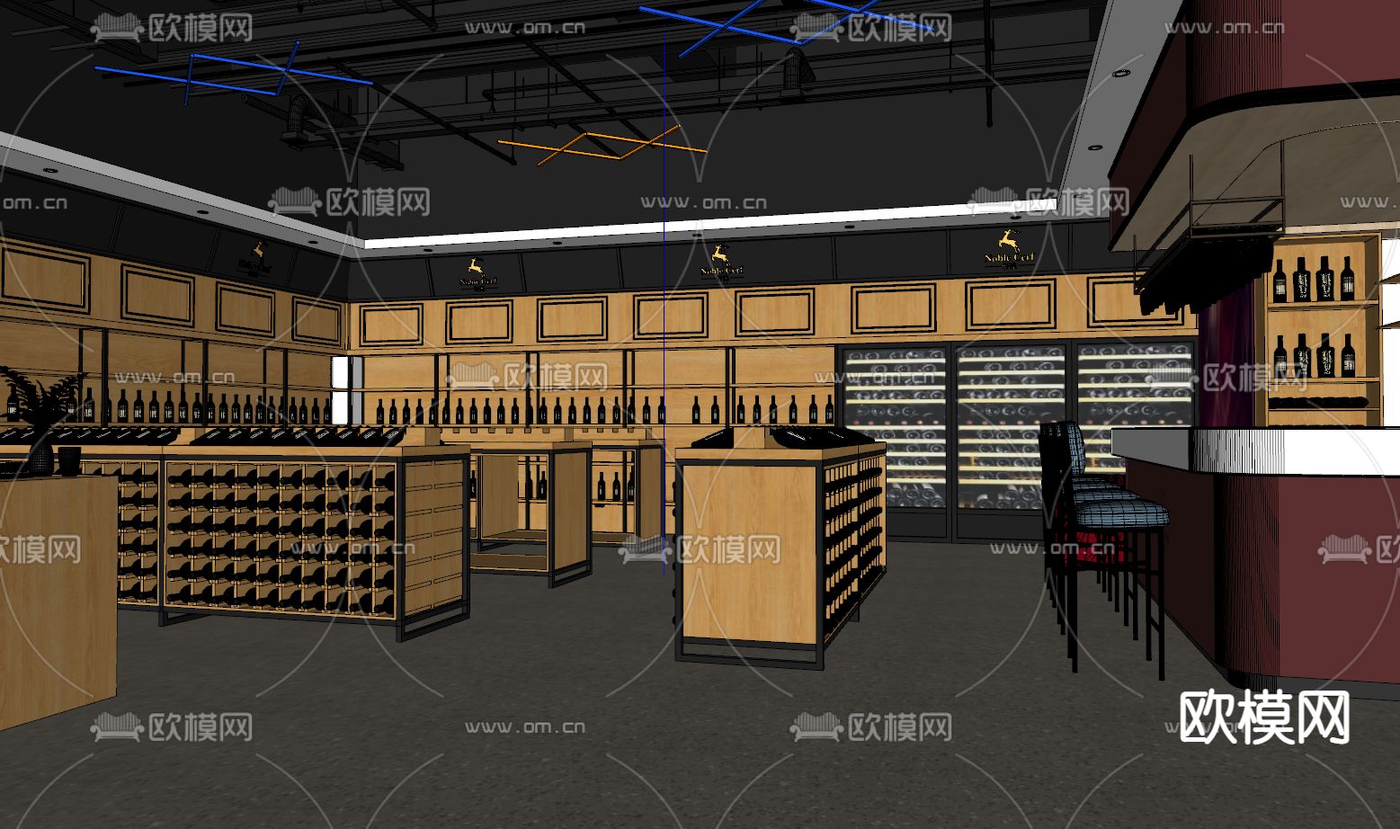 现代酒吧su模型下载（渲染图2）
