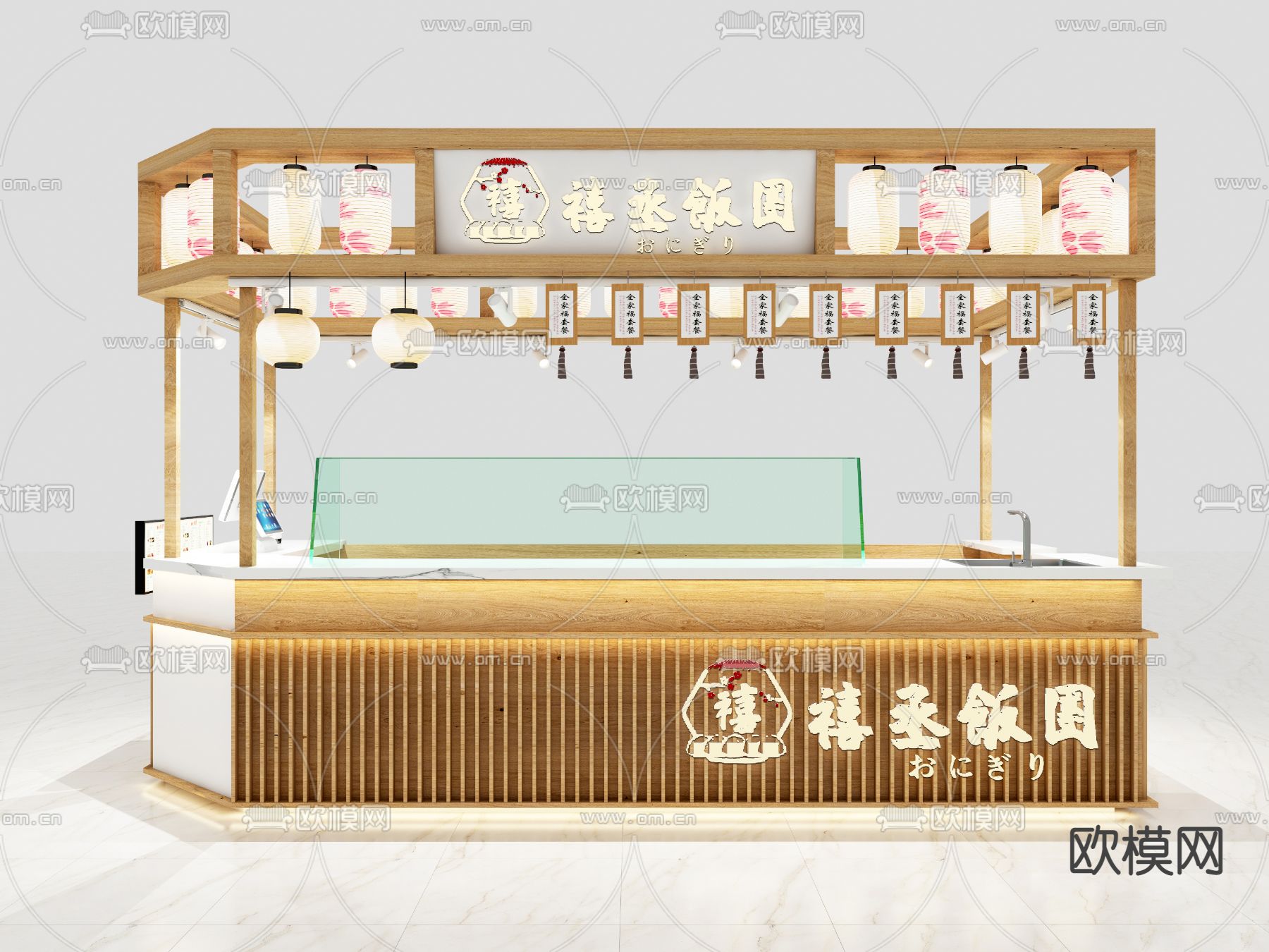 日式快餐店 操作台su模型下载（渲染图1）