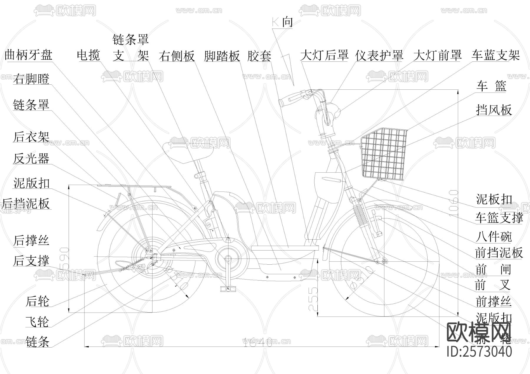 电动自行车CAD节点大样下载（渲染图2）