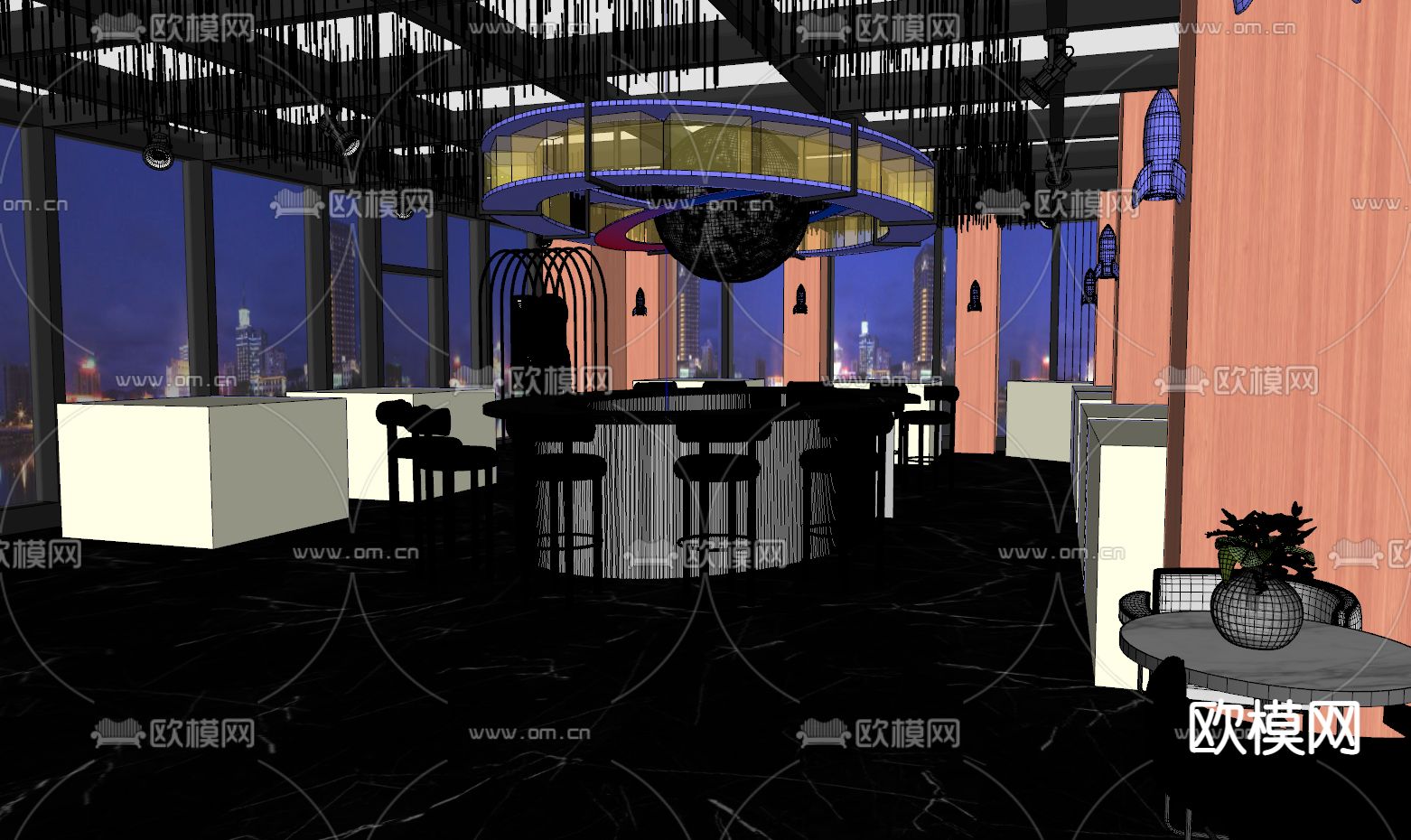 KTV 酒吧 夜总会su模型下载（渲染图2）