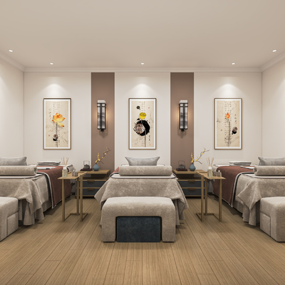  新中式SPA护理房su模型 