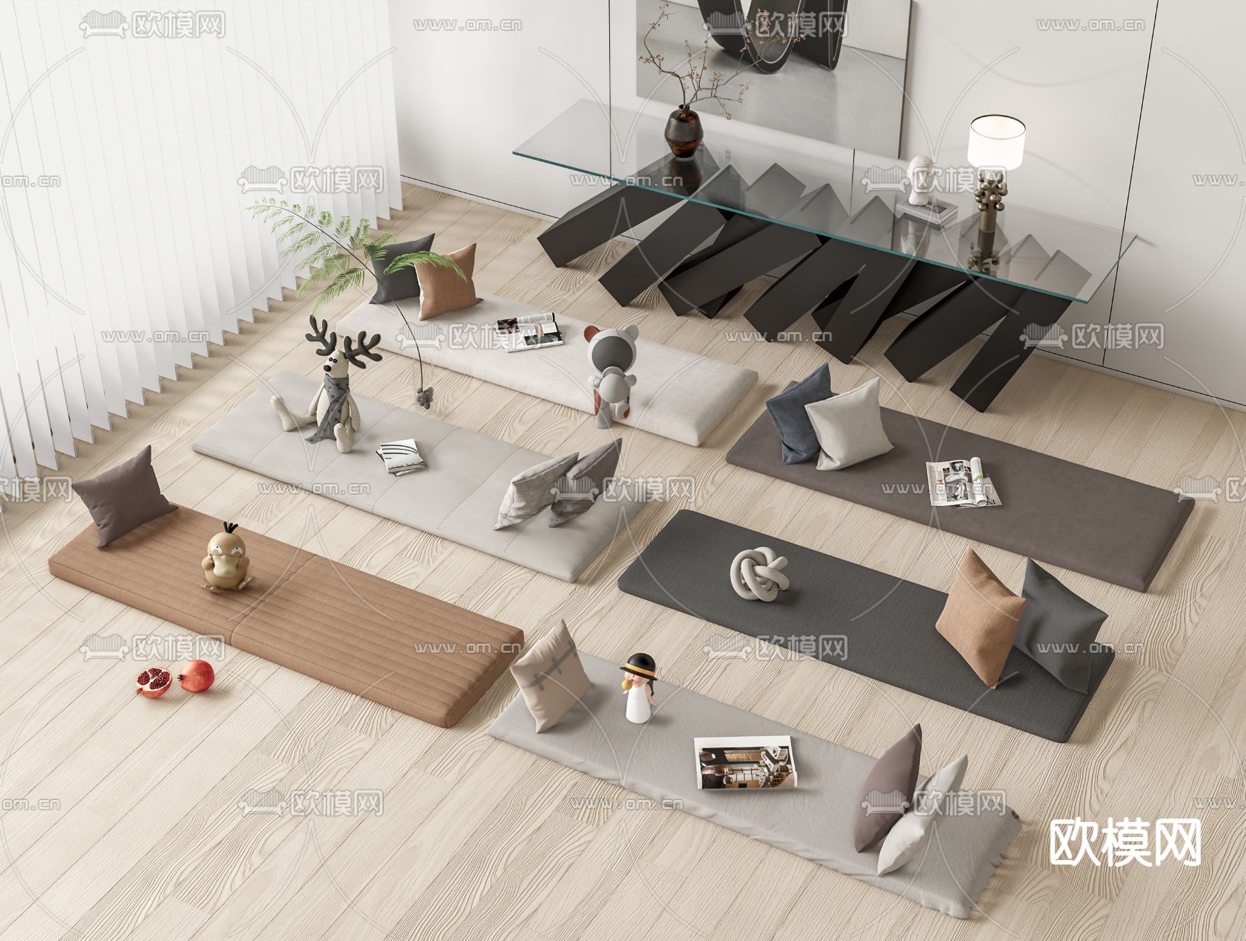 飘窗坐垫 沙发垫 垫子3d模型下载