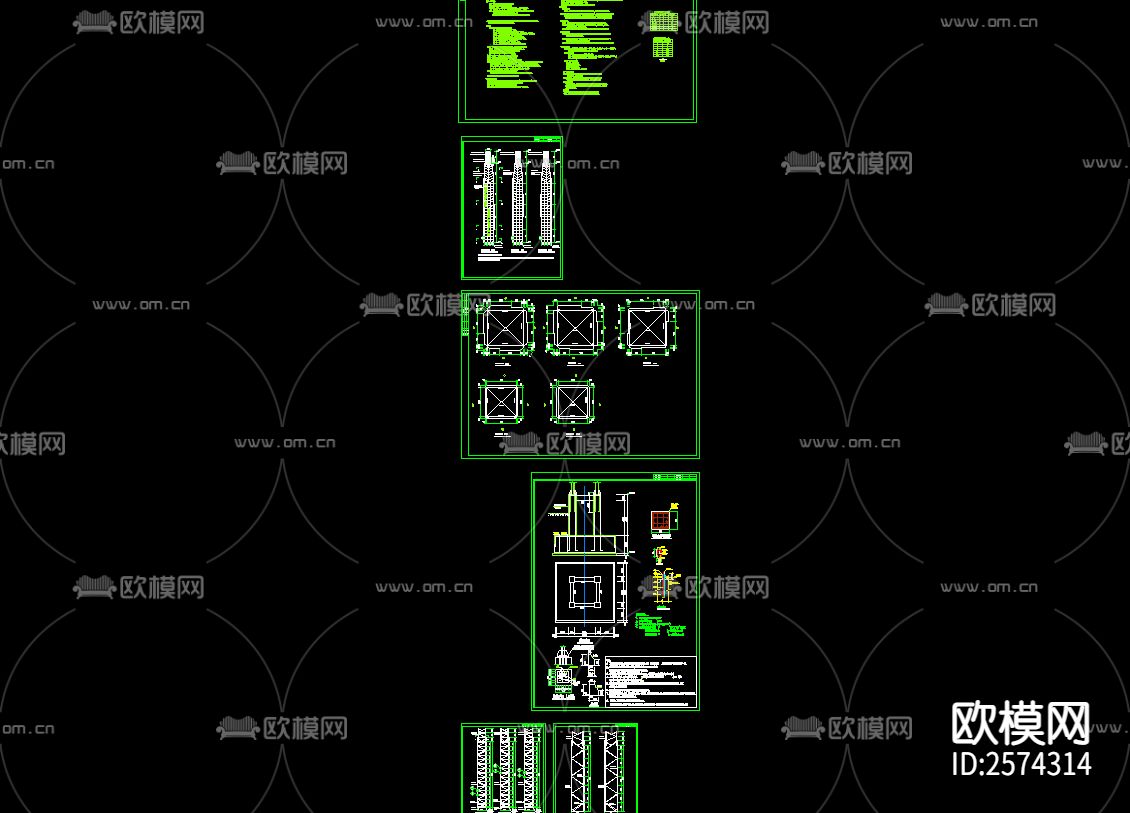 楼厂房结构CAD施工图下载（渲染图1）