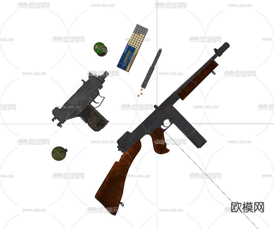 突击步枪 手雷 烟雾弹su模型下载（渲染图4）