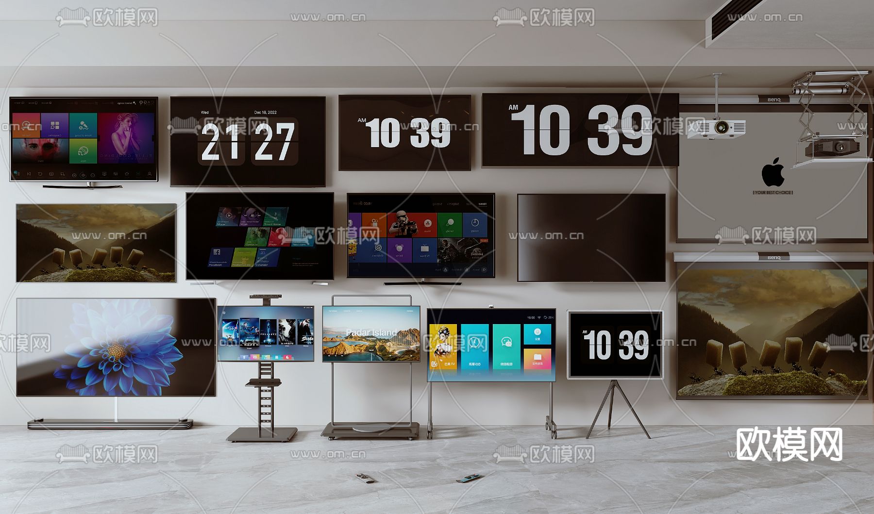 电视机 支架电视 投影仪3d模型