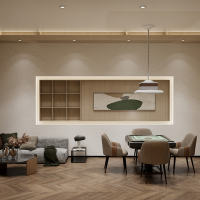  麻将室 棋牌室 娱乐室su模型 