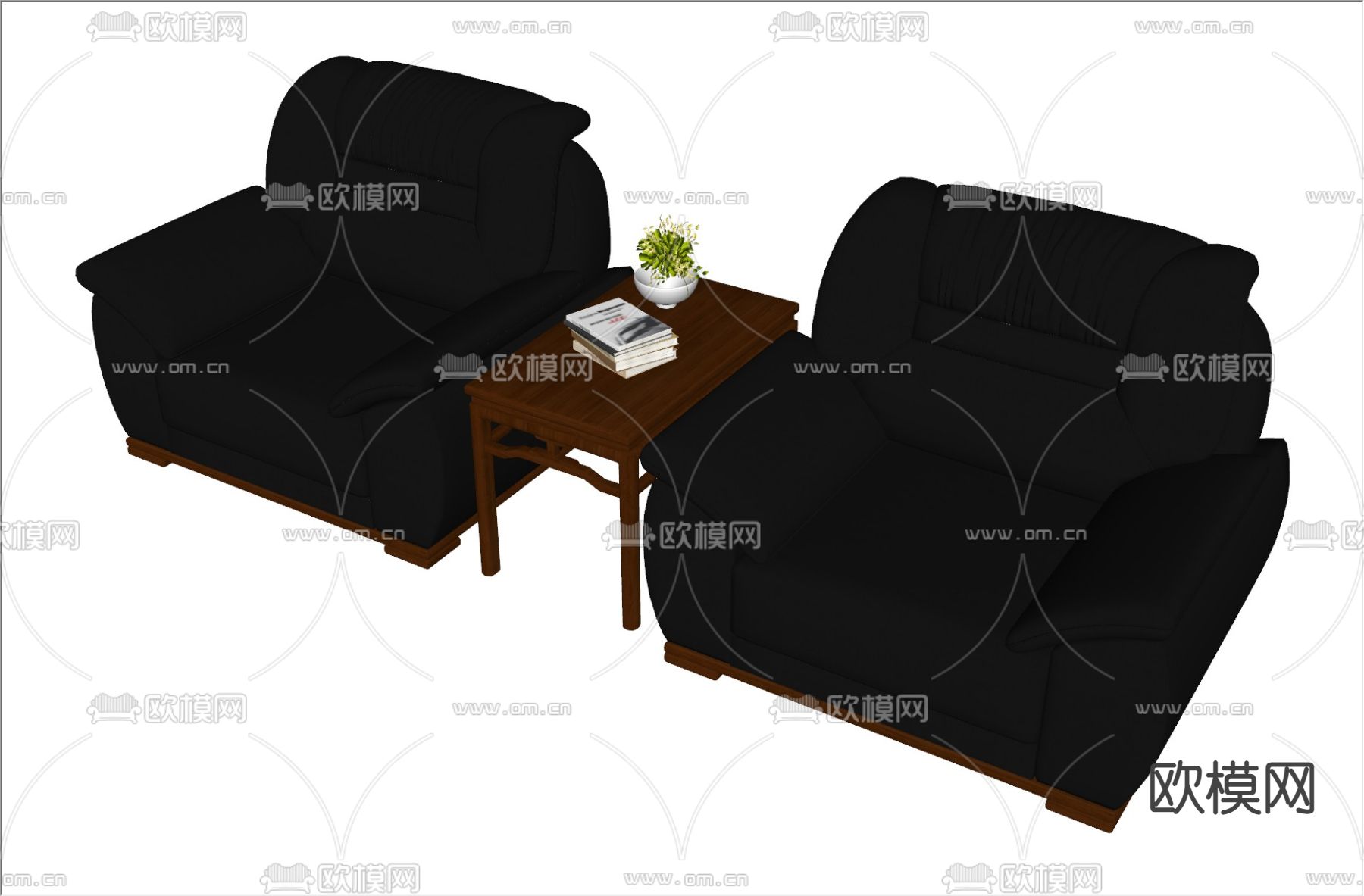 现代办公沙发 国宾沙发su模型下载（渲染图2）