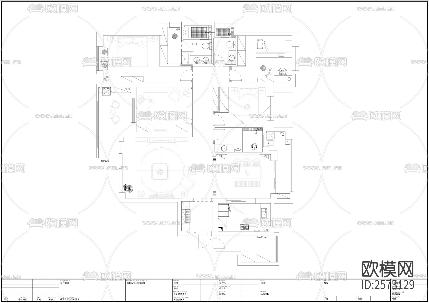 平层平面布置CAD图库下载（渲染图7）