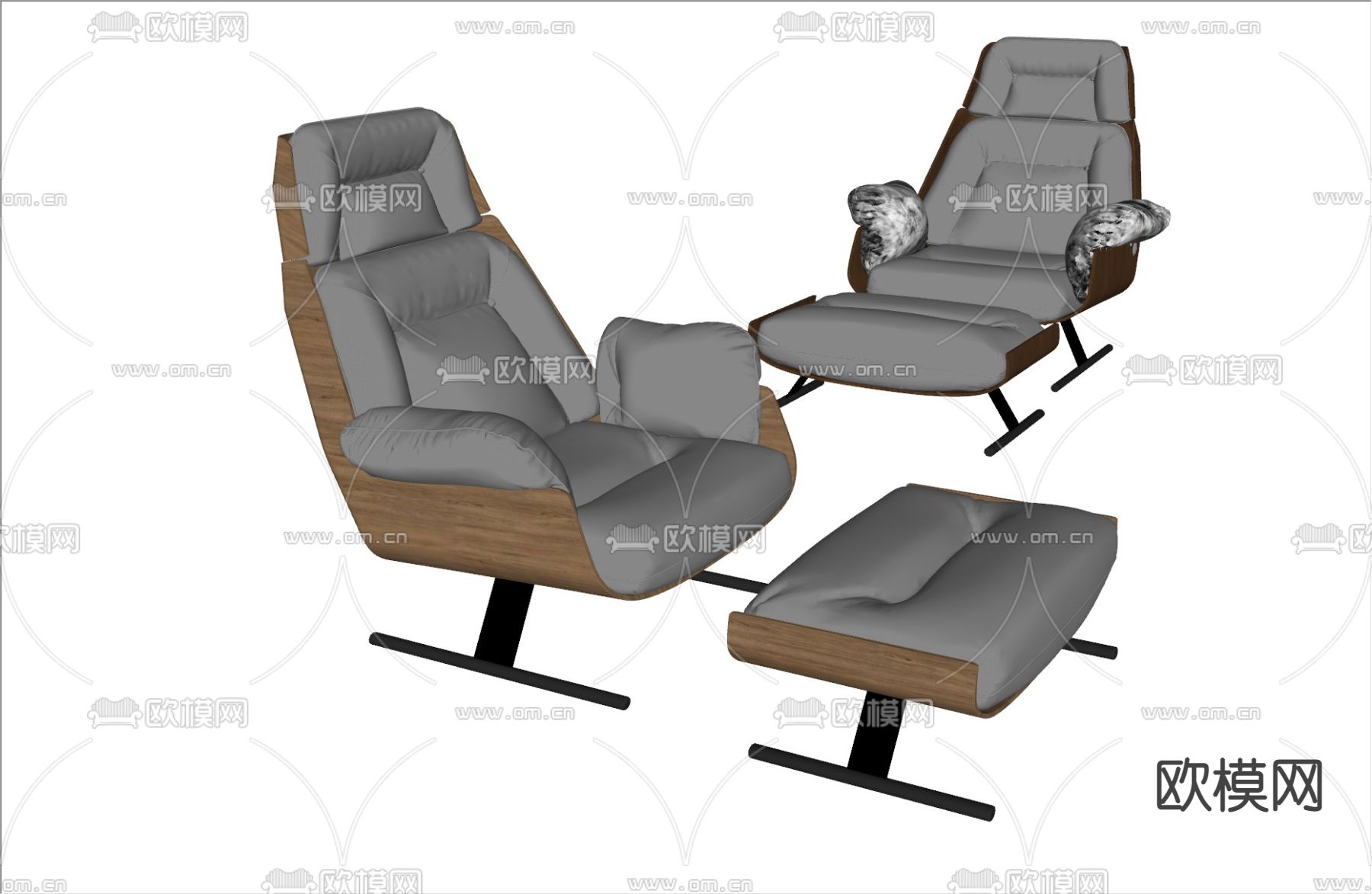 现代躺椅休闲椅su模型下载（渲染图2）