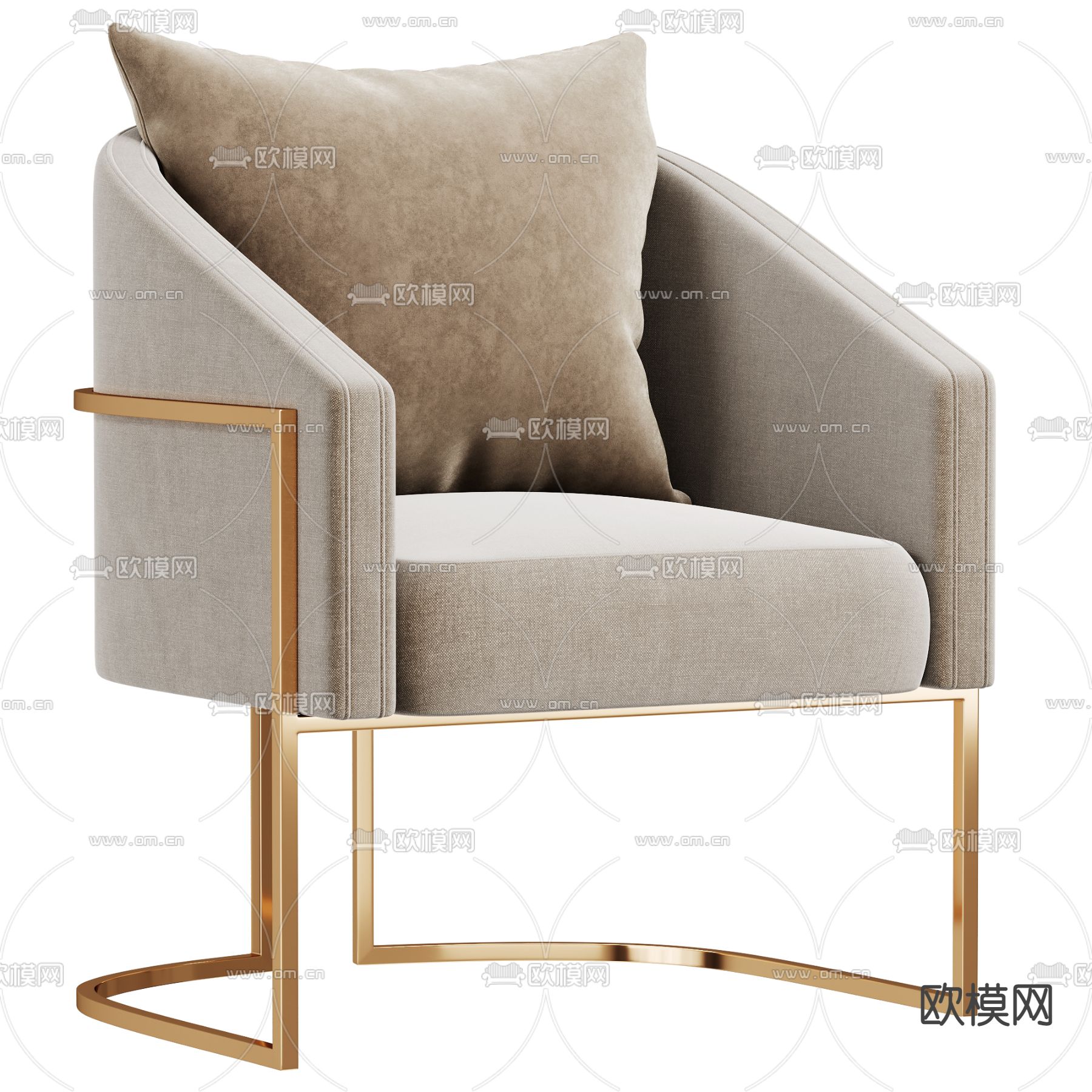 轻奢椅子 休闲椅3d模型下载（渲染图1）