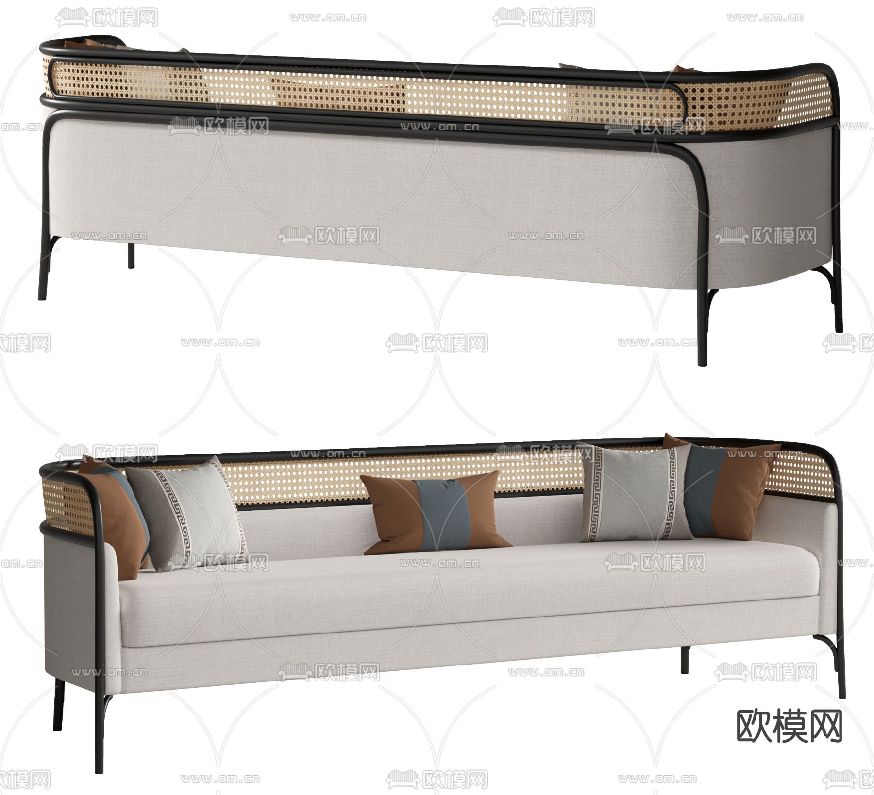 藤编沙发 软体沙发3d模型