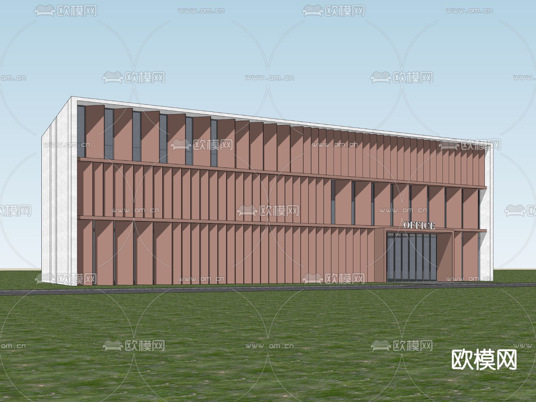 办公楼外观su模型下载（渲染图3）