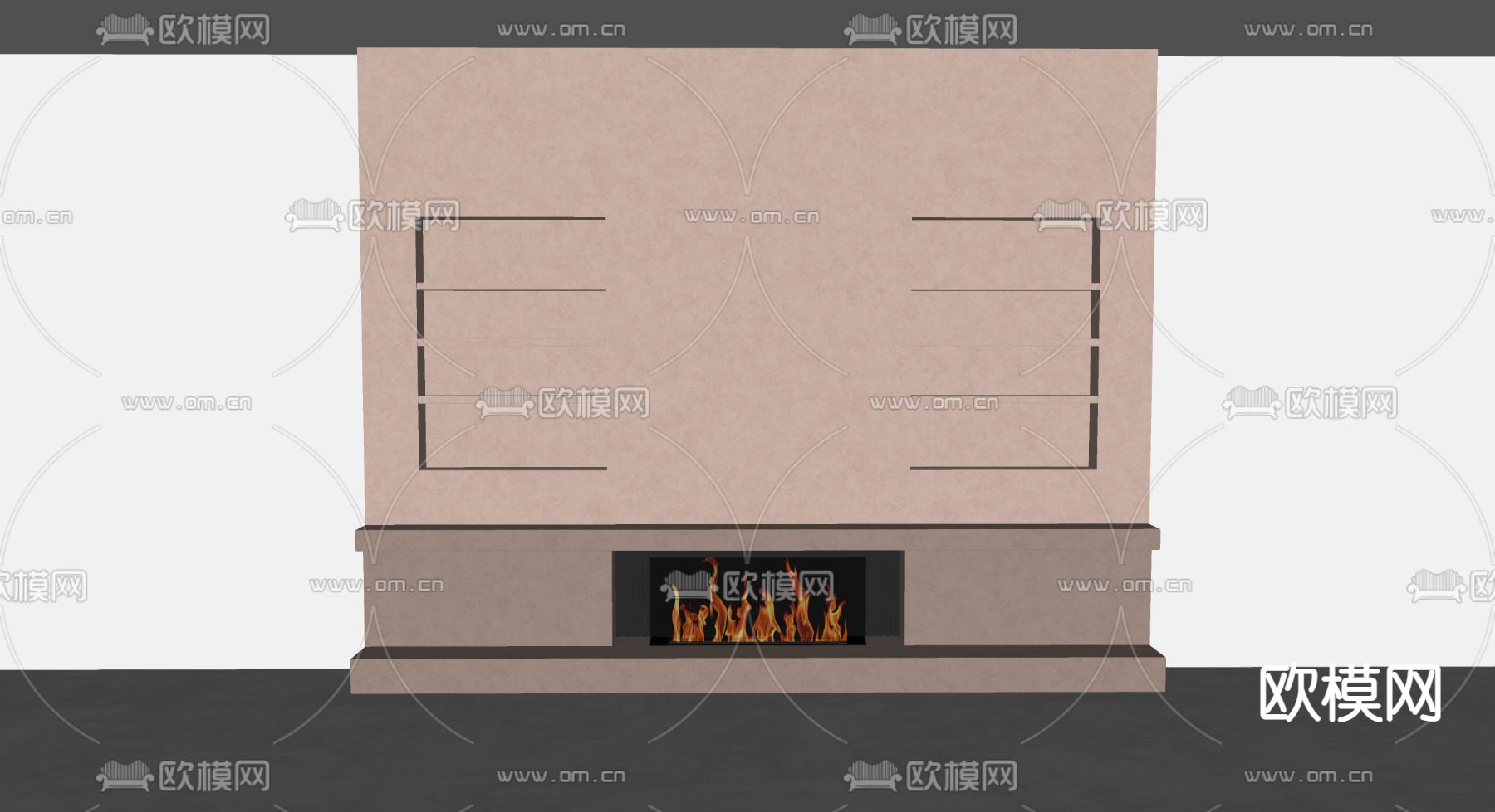 侘寂电视背景su模型下载（渲染图2）