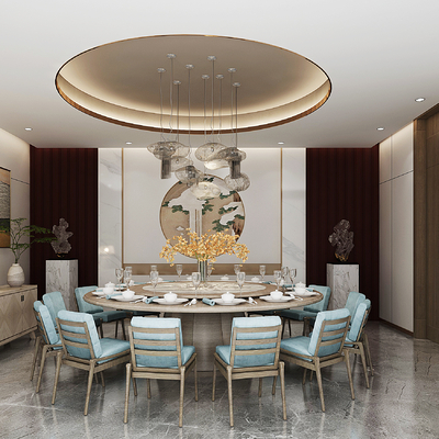  中餐厅包间 包房su模型 