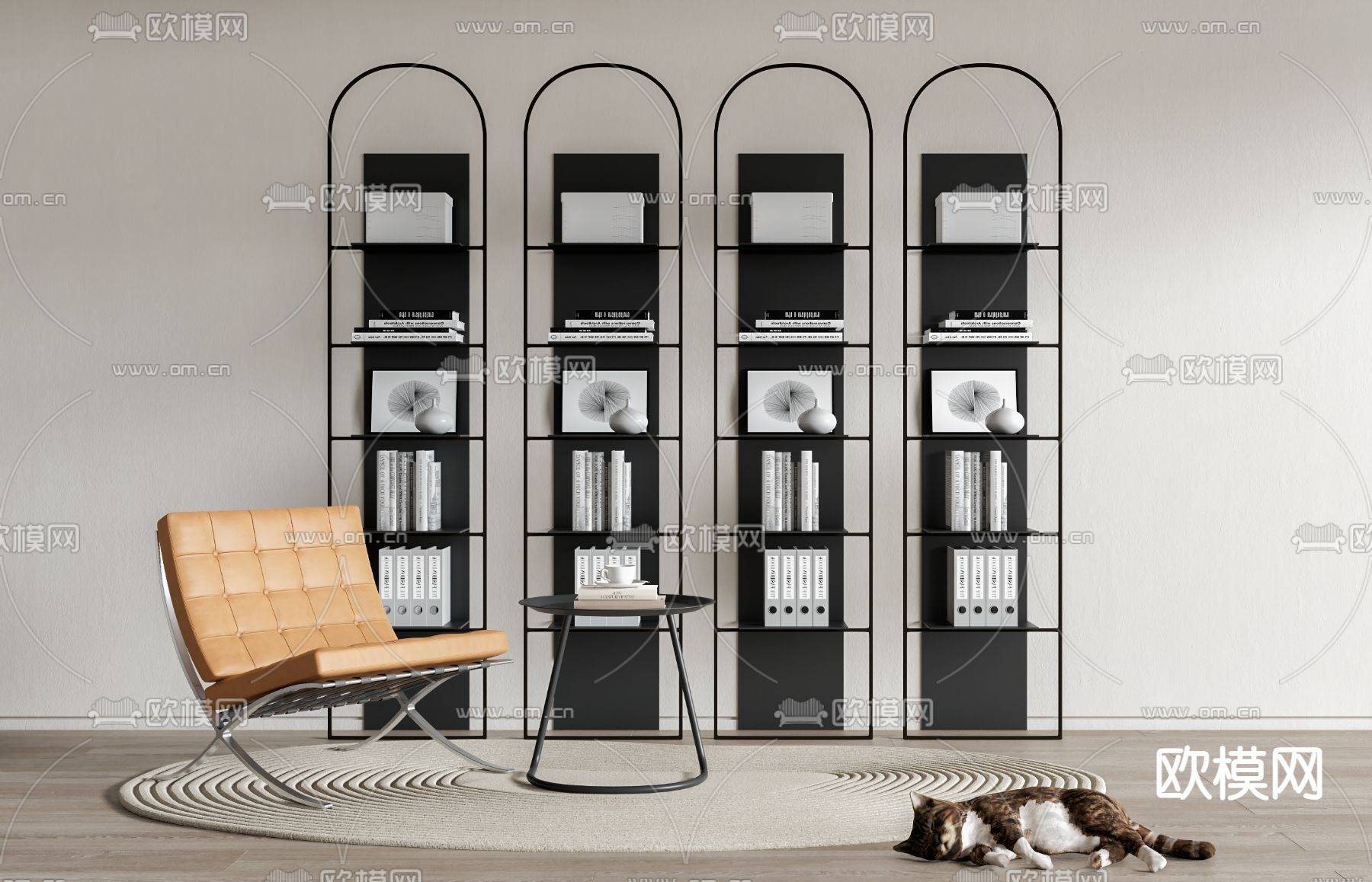 现代书架休闲椅su模型