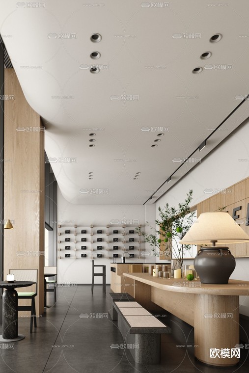 共生形态设计 咖啡厅3d模型
