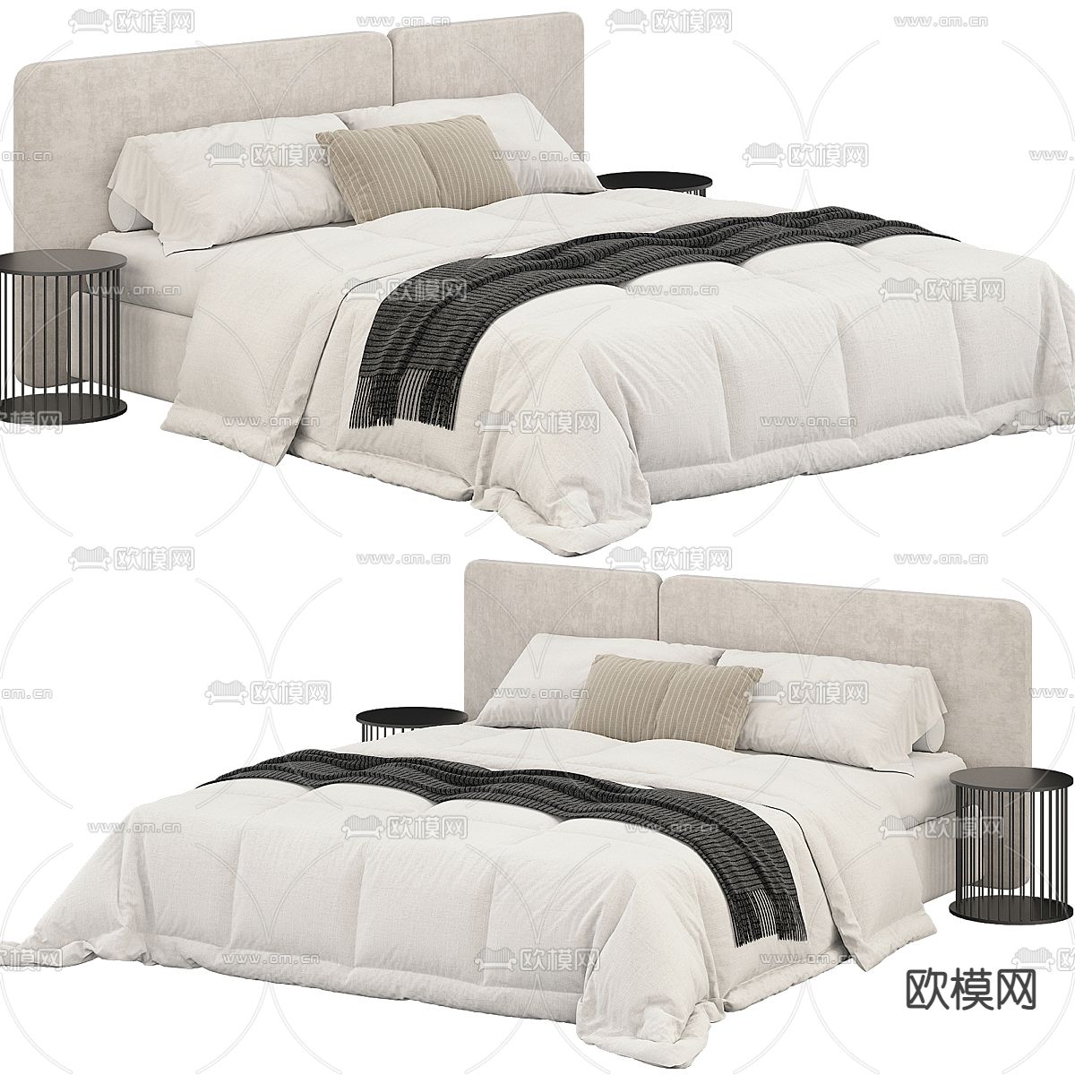 Meridiani 现代双人床3d模型下载