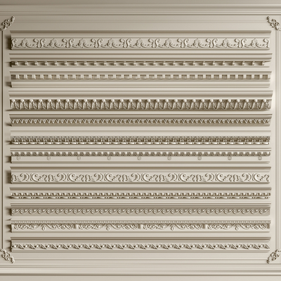 法式石膏线 雕花 角线su模型