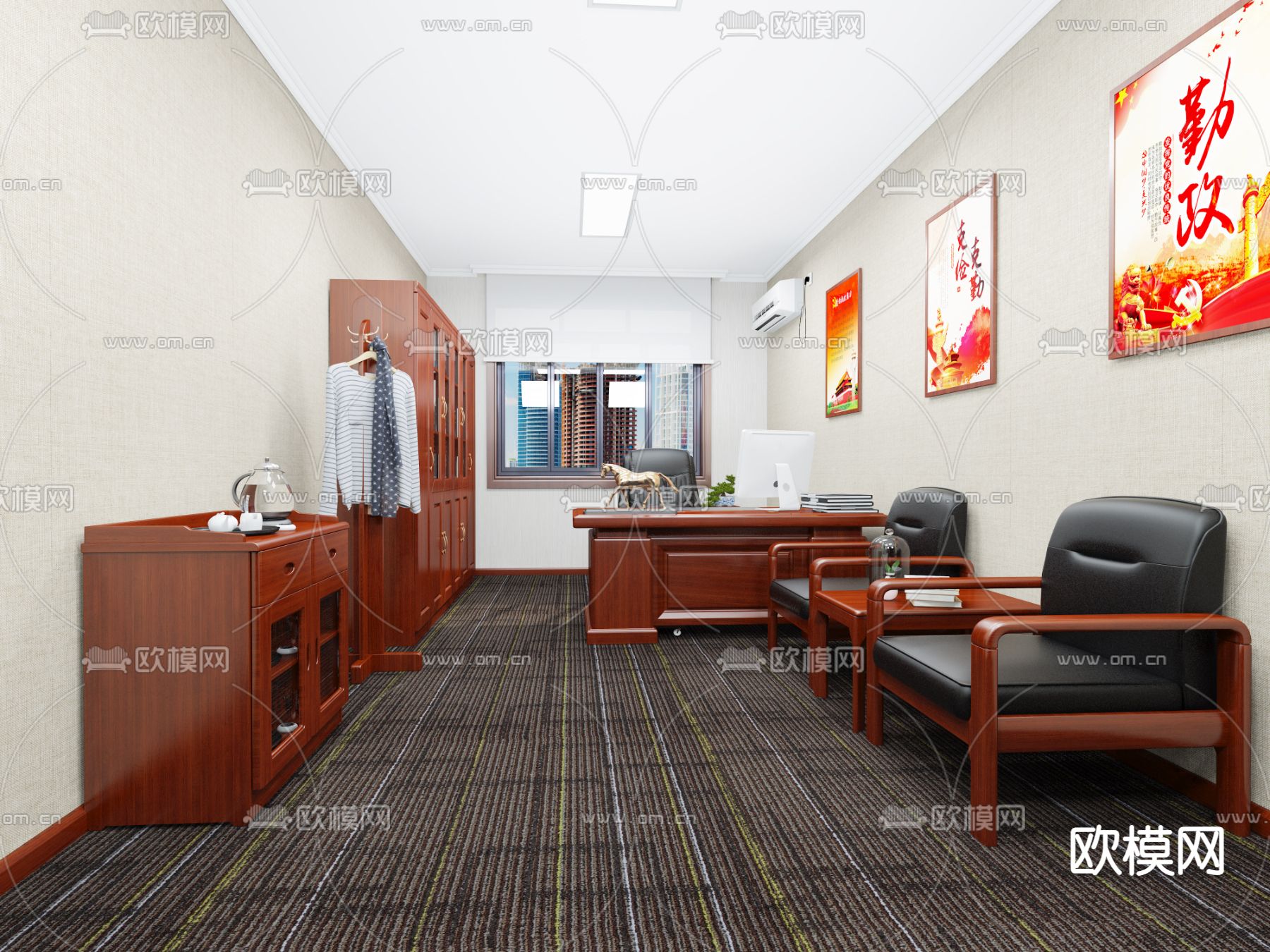 党政机关单位 办公室su模型下载（渲染图1）