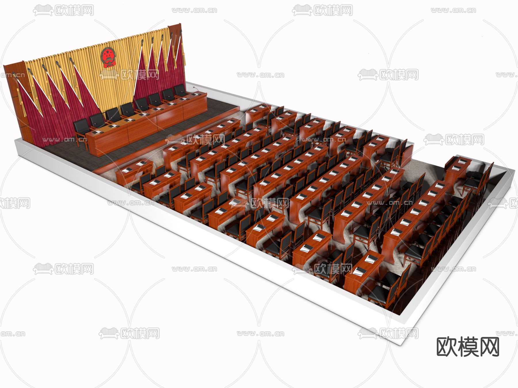 现代会议桌椅su模型下载（渲染图3）